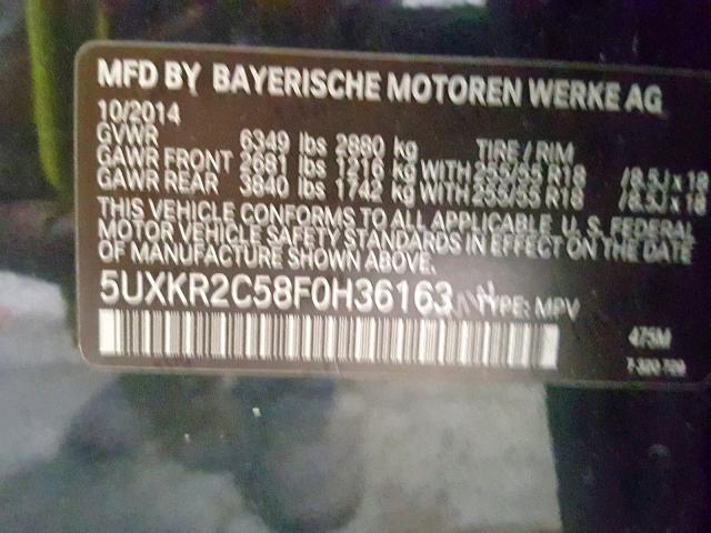 5UXKR2C58F0H36163 - 2015 BMW X5 SDRIVE35I  photo 10