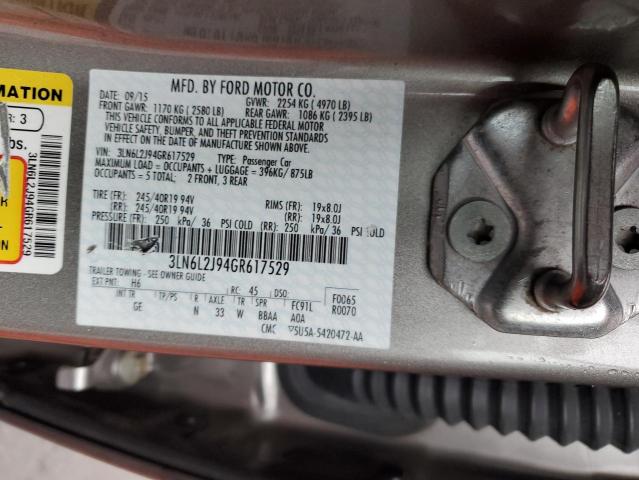 3LN6L2J94GR617529 - 2016 LINCOLN MKZ SILVER photo 12