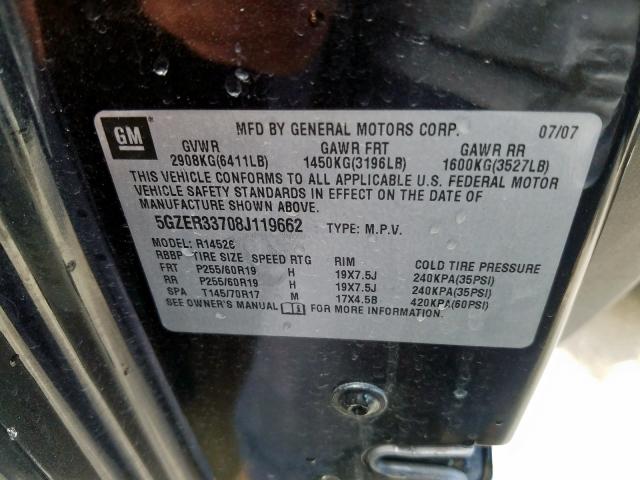 5GZER33708J119662 - 2008 SATURN OUTLOOK XR  ფოტო 10