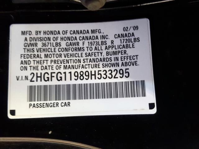 2HGFG11989H533295 - 2009 HONDA CIVIC EXL  照片 10