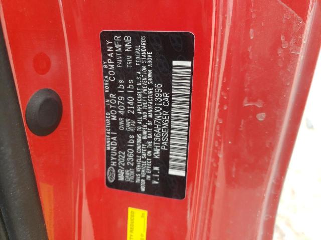 KMHT36AH7NU013996 - 2022 HYUNDAI VELOSTER N RED photo 12