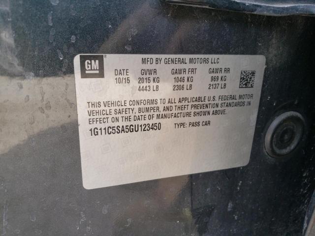 1G11C5SA5GU123450 - 2016 CHEVROLET MALIBU LIM LT 灰色 照片 10