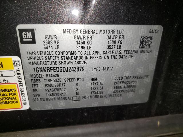 1GNKRFED6DJ243879 - 2013 CHEVROLET TRAVERSE LS CHARCOAL photo 12