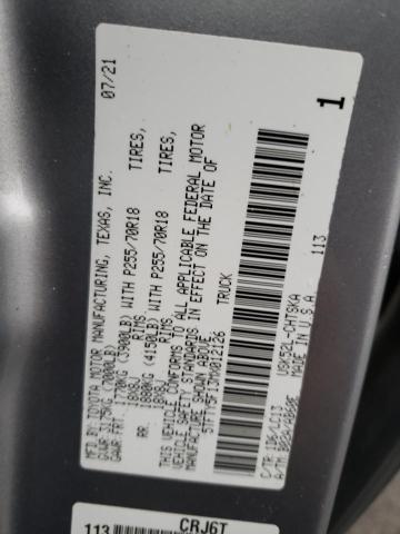 5TFTY5F13MX012126 - 2021 TOYOTA TUNDRA DOUBLE CAB SR/SR5 SILVER photo 12