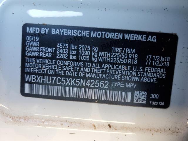 WBXHU7C5XK5N42562 - 2019 BMW X1 SDRIVE28I WHITE photo 14