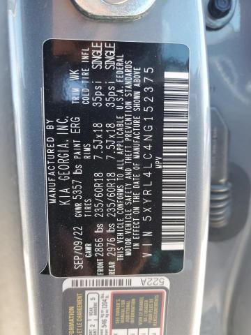 5XYRL4LC4NG152375 - 2022 KIA SORENTO S SILVER photo 13