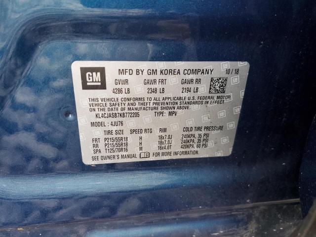 KL4CJASB7KB772205 - 2019 BUICK ENCORE PREFERRED Көк фото 12