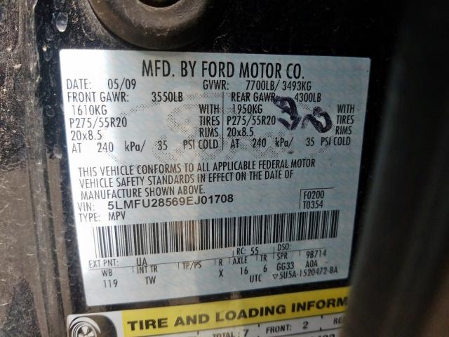 5LMFU28569EJ01708 - 2009 LINCOLN NAVIGATOR  photo 10