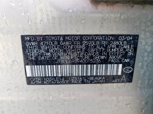 JT8BL69S940015236 - 2004 LEXUS GS 430  photo 10