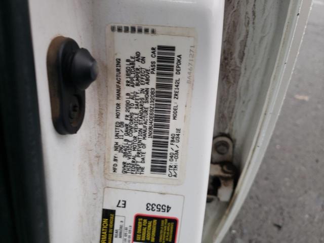 1NXBU40E69Z132083 - 2009 TOYOTA COROLLA BASE WHITE photo 12