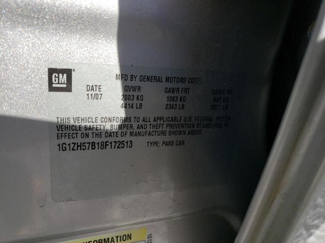 1G1ZH57B18F172513 - 2008 CHEVROLET MALIBU 1LT 银色 照片 12