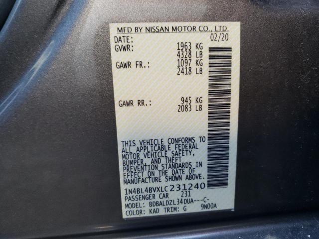 1N4BL4BVXLC231240 - 2020 NISSAN ALTIMA S GRAY photo 13