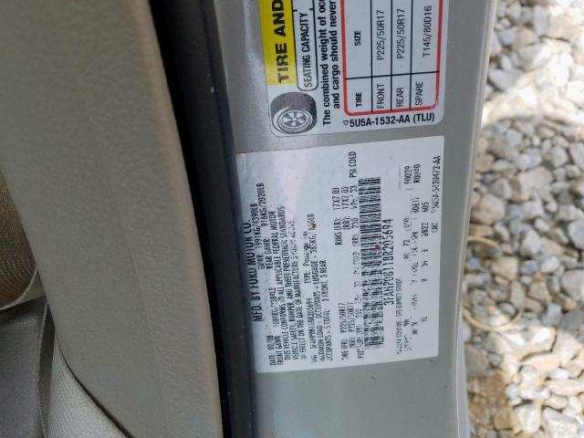 3FAHP08118R205694 - 2008 FORD FUSION SEL  photo 10