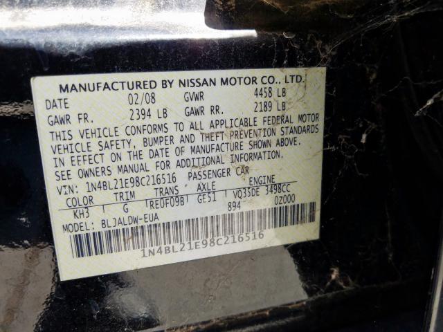 1N4BL21E98C216516 - 2008 NISSAN ALTIMA 3.5SE  photo 10