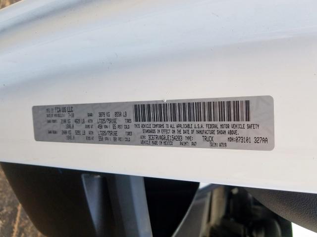 3C6TRVAG0JE154283 - 2018 RAM PROMASTER 1500 1500 STANDARD  photo 10