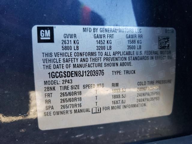 1GCGSDEN8J1203976 - 2018 CHEVROLET COLORADO Z71 BLUE photo 12