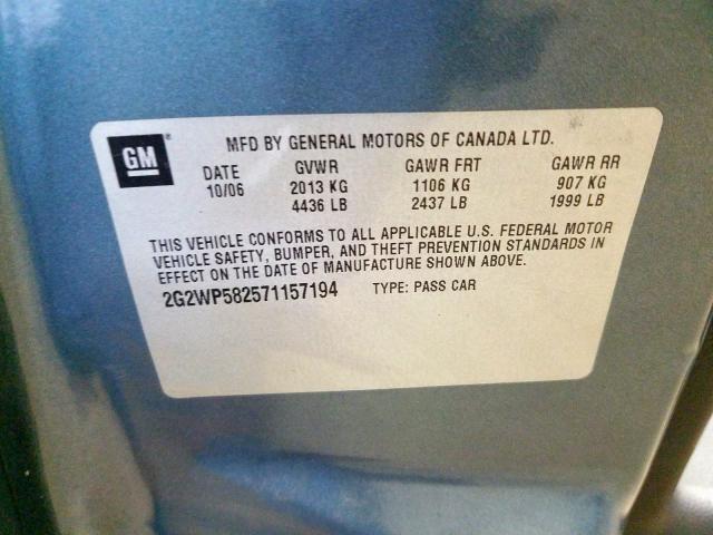 2G2WP582571157194 - 2007 PONTIAC GRAND PRIX  լուսանկար 10