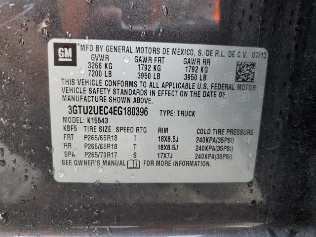 3GTU2UEC4EG180396 - 2014 GMC SIERRA K1500 SLE CHARCOAL photo 12