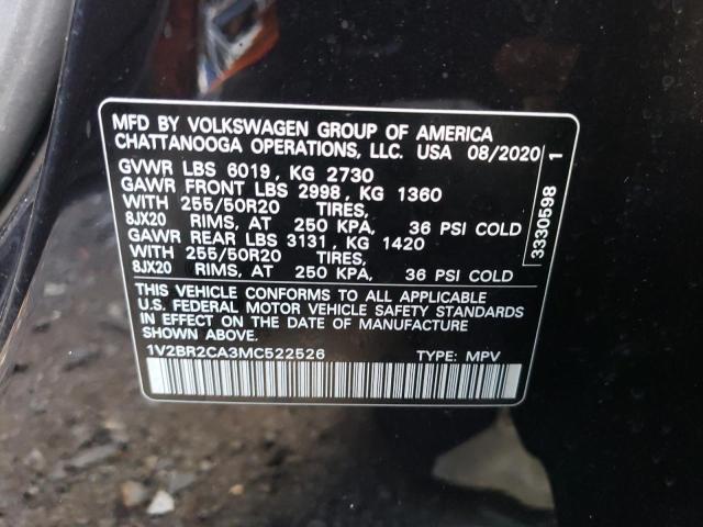 1V2BR2CA3MC522526 - 2021 VOLKSWAGEN ATLAS SEL BLACK photo 13