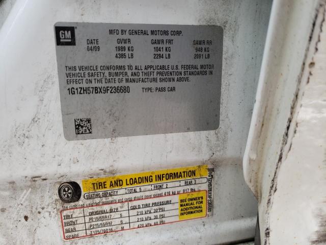 1G1ZH57BX9F236680 - 2009 CHEVROLET MALIBU 1LT WHITE photo 13