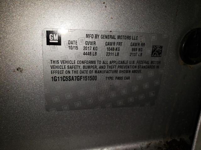 1G11C5SA7GF151500 - 2016 CHEVROLET MALIBU LIM LT 银色 照片 12