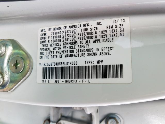 5J8TB4H55EL014336 - 2014 ACURA RDX TECHNOLOGY  photo 10