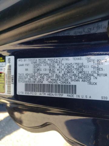 5TFUX4EN3CX012650 - 2012 TOYOTA TACOMA ACCESS CAB ლურჯი ფოტო 12