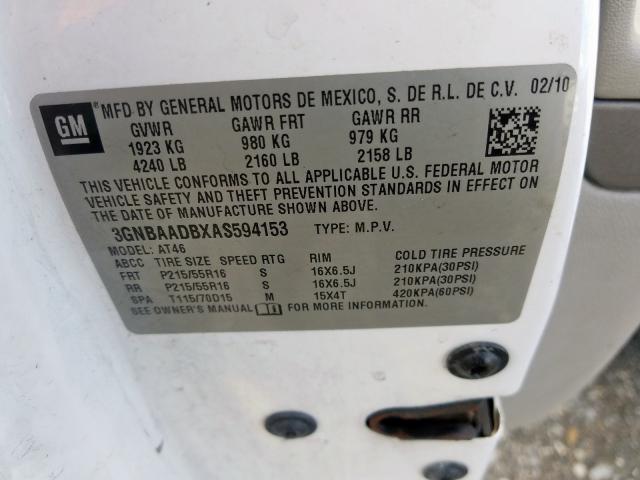 3GNBAADBXAS594153 - 2010 CHEVROLET HHR LS  照片 10