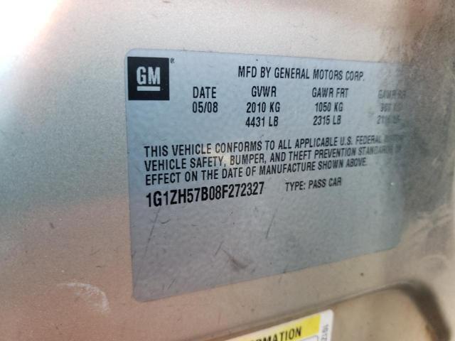 1G1ZH57B08F272327 - 2008 CHEVROLET MALIBU 1LT ოქროსფერი ფოტო 12