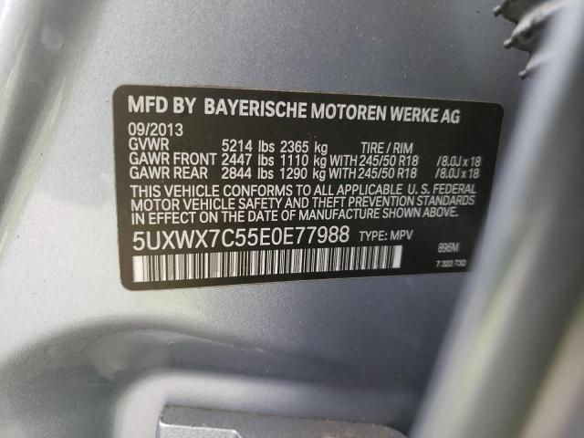 5UXWX7C55E0E77988 - 2014 BMW X3 XDRIVE35I BLUE photo 13