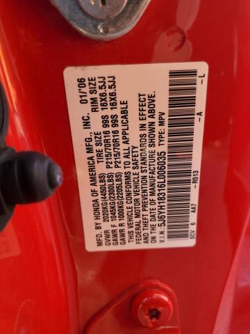 5J6YH18316L006035 - 2006 HONDA ELEMENT LX RED photo 13