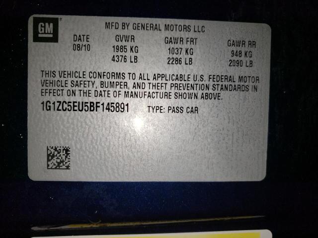 1G1ZC5EU5BF145891 - 2011 CHEVROLET MALIBU 1LT 蓝色 照片 12