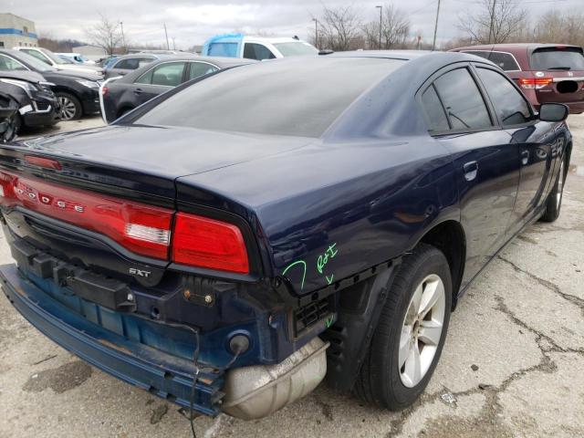 2C3CDXHGXEH314192 - 2014 DODGE CHARGER SXT BLUE photo 4