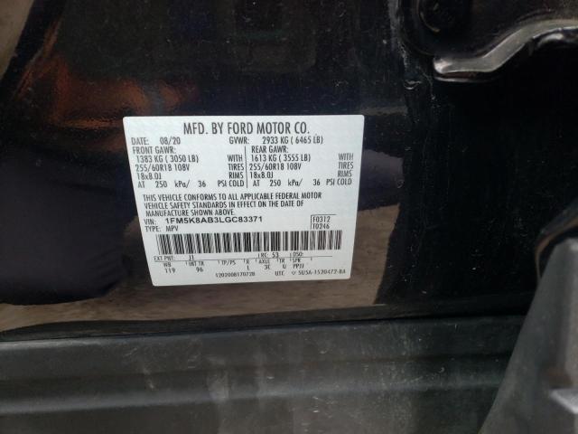 1FM5K8AB3LGC83371 - 2020 FORD EXPLORER POLICE INTERCEPTOR BLACK photo 12