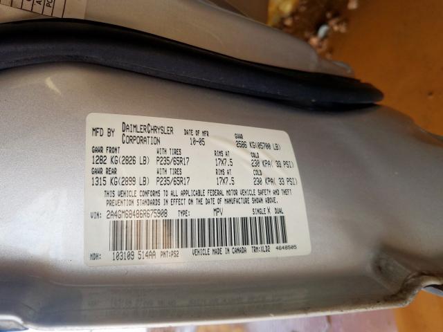 2A4GM68486R675908 - 2006 CHRYSLER PACIFICA TOURING  photo 10