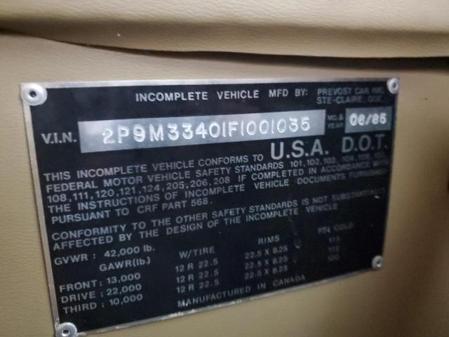 2P9M33401F1001035 - 1985 PREVOST BUS TWO TONE photo 10