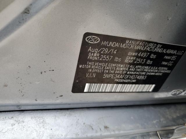 5NPE34AF0FH074893 - 2015 HYUNDAI SONATA SPORT SILVER photo 10