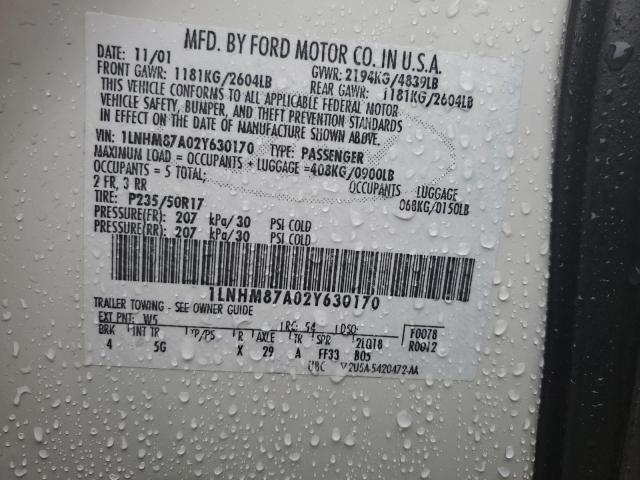 1LNHM87A02Y630170 - 2002 LINCOLN LS Ağ foto 12