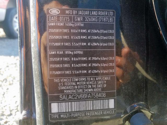 SALAC2V66FA758408 - 2015 LAND ROVER LR4  ფოტო 10
