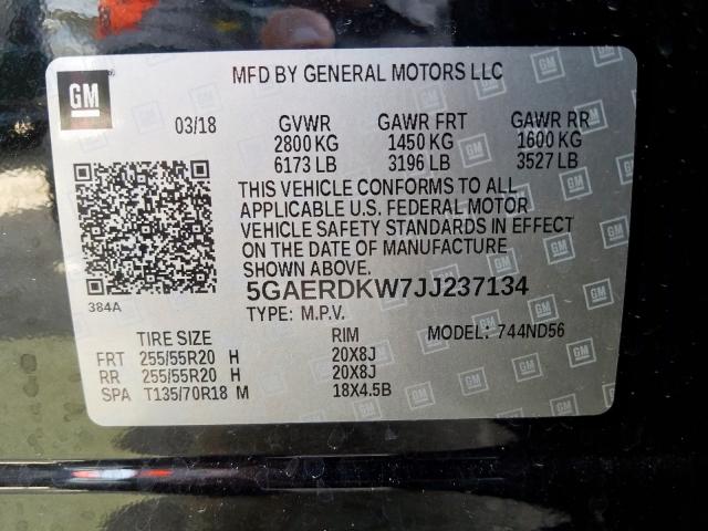 5GAERDKW7JJ237134 - 2018 BUICK ENCLAVE AVENIR  photo 10