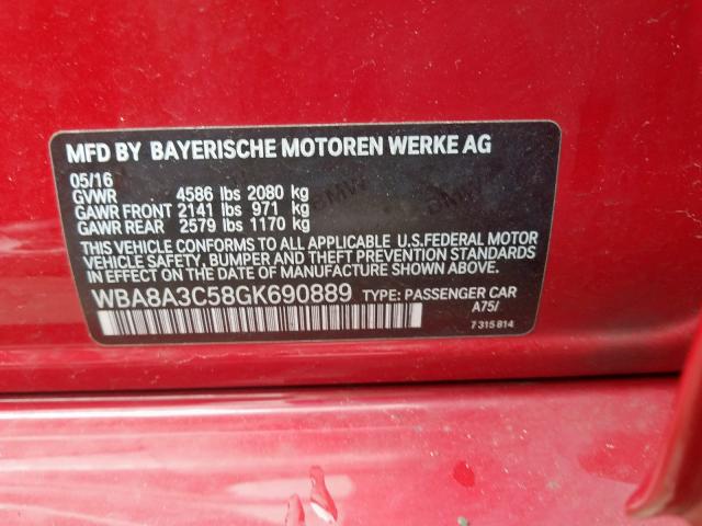 WBA8A3C58GK690889 - 2016 BMW 320 XI  photo 10