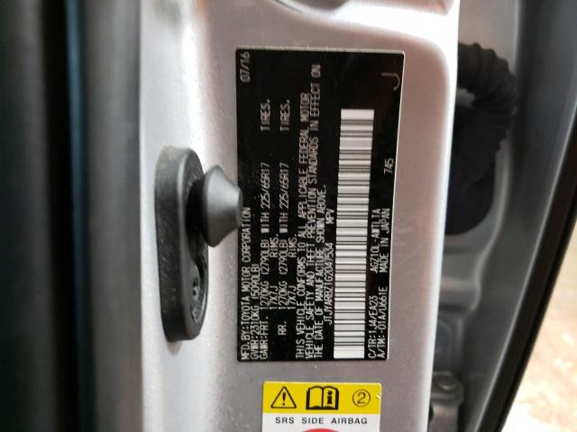 JTJYARBZ1G2047534 - 2016 LEXUS NX 200T BASE SILVER photo 10