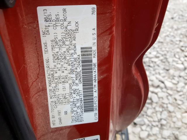 5TFTU4GN6DX047377 - 2013 TOYOTA TACOMA PRERUNNER ACCESS CAB  photo 10