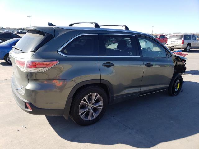 5TDJKRFH6FS105602 - 2015 TOYOTA HIGHLANDER XLE Зелений фото 3