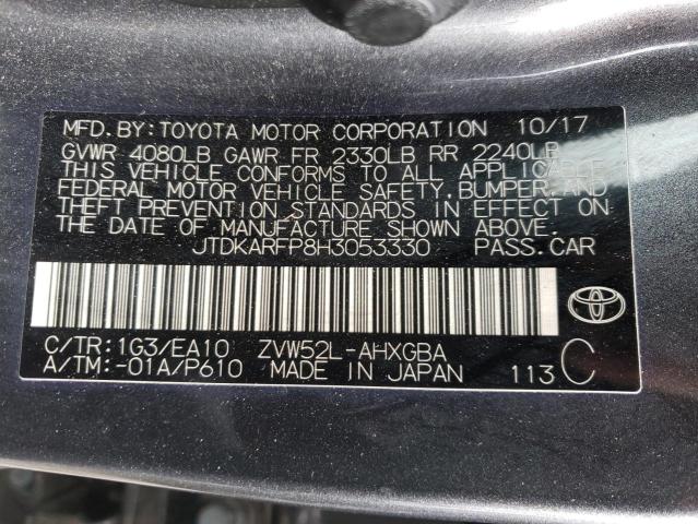 JTDKARFP8H3053330 - 2017 TOYOTA PRIUS PRIM 灰色 照片 12