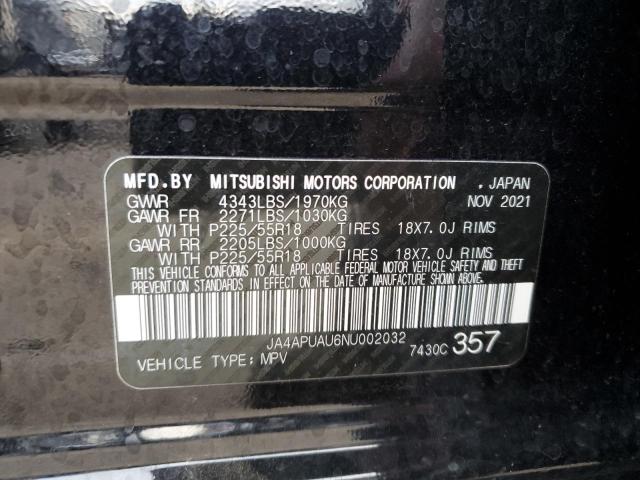 JA4APUAU6NU002032 - 2022 MITSUBISHI OUTLANDER ES BLACK photo 13