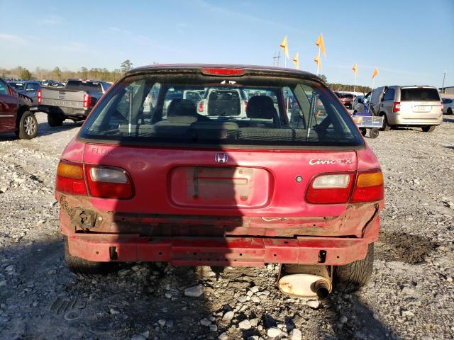 2HGEH235XRH525689 - 1994 HONDA CIVIC CX RED photo 6