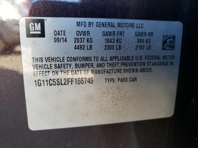 1G11C5SL2FF166745 - 2015 CHEVROLET MALIBU 1LT გრაფიტი ფოტო 12
