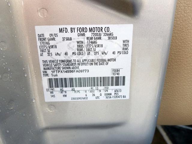 1FTPX14556FA09773 - 2006 FORD F150  photo 10