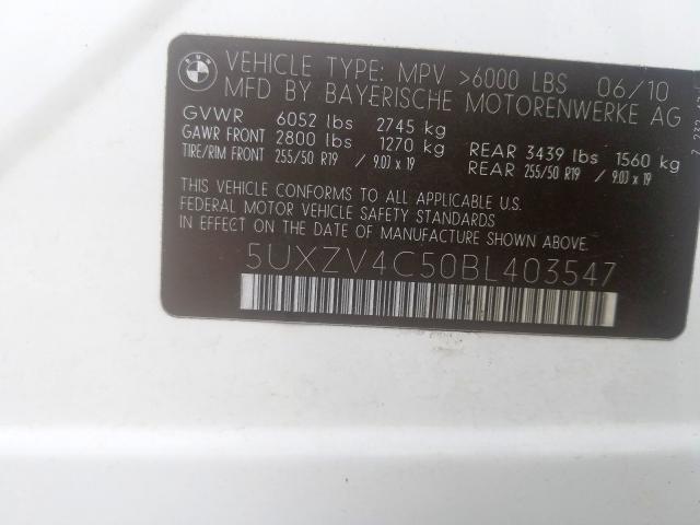 5UXZV4C50BL403547 - 2011 BMW X5 XDRIVE35I  foto 10